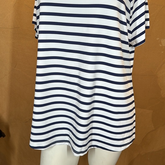Talbots Nautical Stripe Navy & White Square Neck Top, XL - Picture 3 of 7